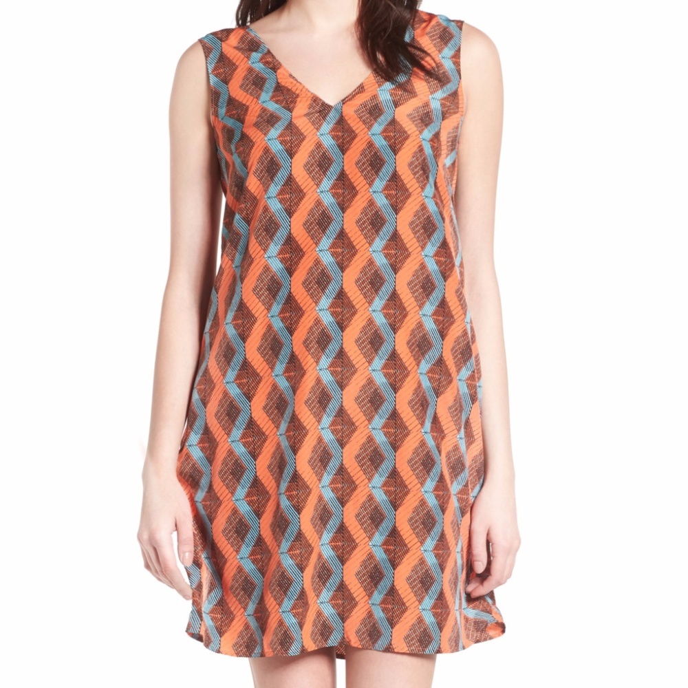 Halogen women S V-Neck shift dress above knee slee‎